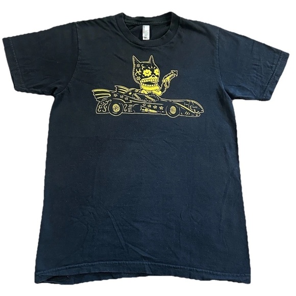 American Apparel Women's Short Sleeve Día De Los Muertos Batman Black Shirt SML - Picture 1 of 3